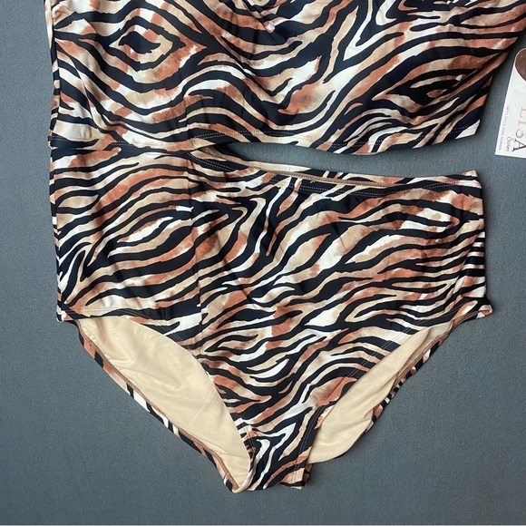 NEW LYSA Sexy PLUS Size 3X Tiger Print Cutout Swimsuit with Chain Accent - Picture 5 of 12